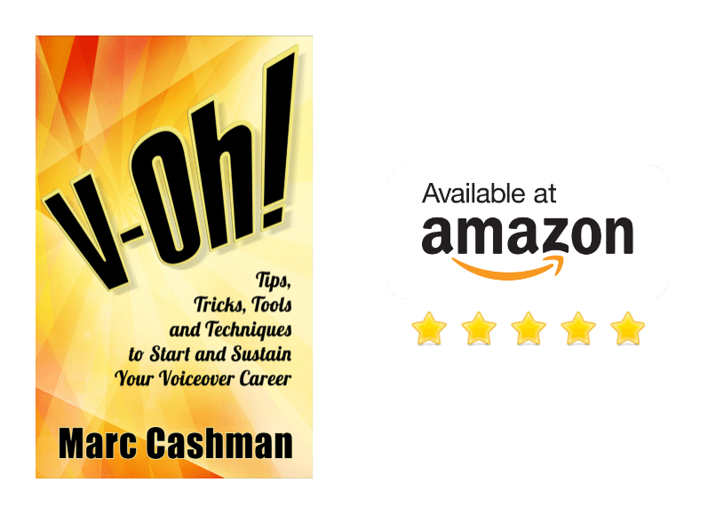 Cover of V-Oh! book by veteran Voiceover coach and producer Marc Cashman. Tap or click to view the book on Amazon.